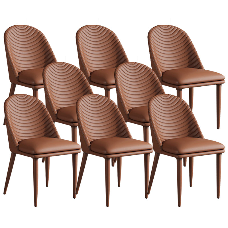 Contemporary Faux Leather Chair Armless Side Chairs with Metal Legs for Kitchen