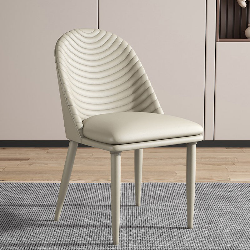 Contemporary Faux Leather Chair Armless Side Chairs with Metal Legs for Kitchen