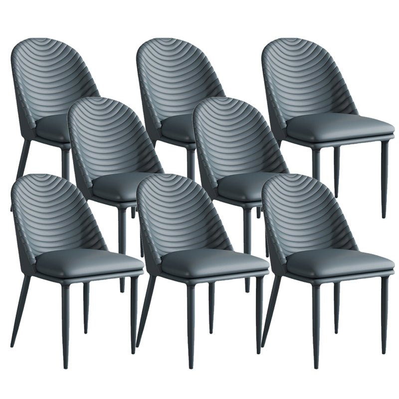 Contemporary Faux Leather Chair Armless Side Chairs with Metal Legs for Kitchen