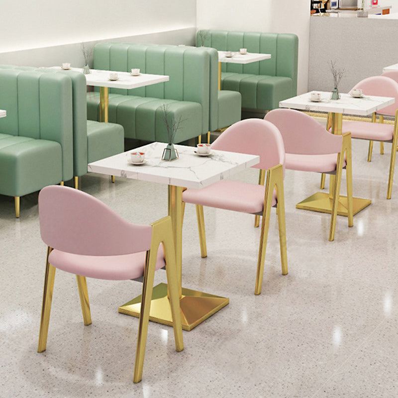 Upholstered Dining Chair Glam Open Back Dining Chair with Metal Legs