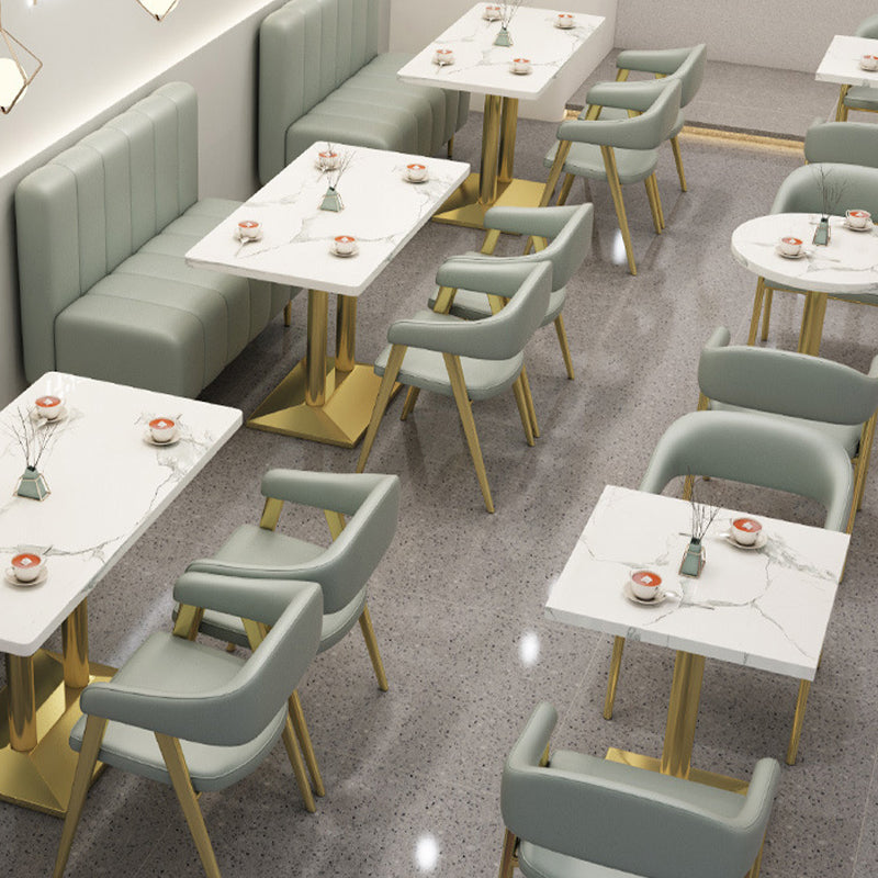 Upholstered Dining Chair Glam Open Back Dining Chair with Metal Legs