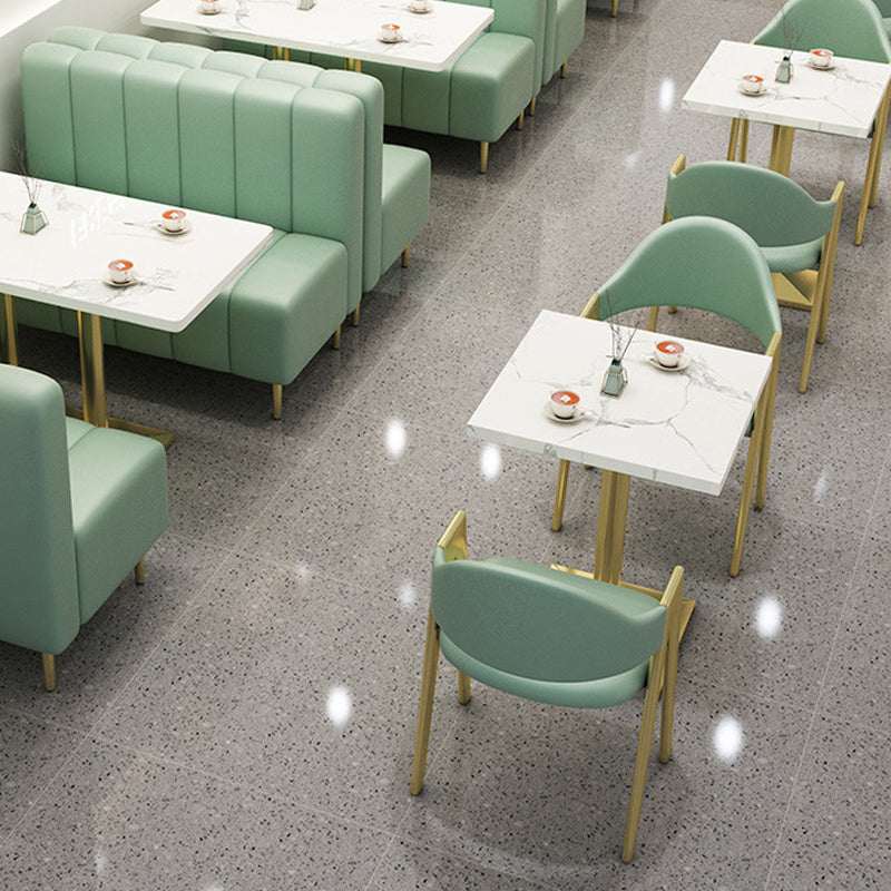 Upholstered Dining Chair Glam Open Back Dining Chair with Metal Legs