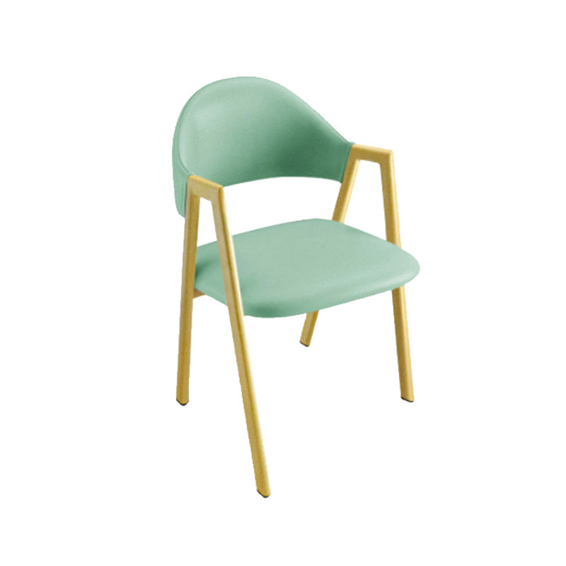 Upholstered Dining Chair Glam Open Back Dining Chair with Metal Legs