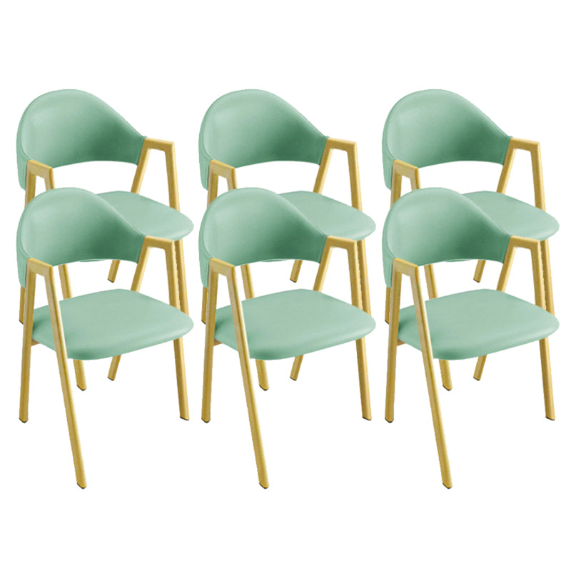 Upholstered Dining Chair Glam Open Back Dining Chair with Metal Legs