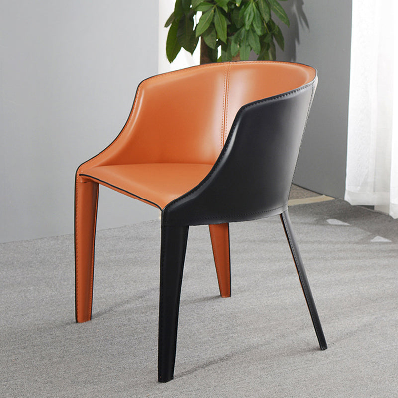 Faux Leather Kitchen Dining Chair Arm Chair in Orange and Black