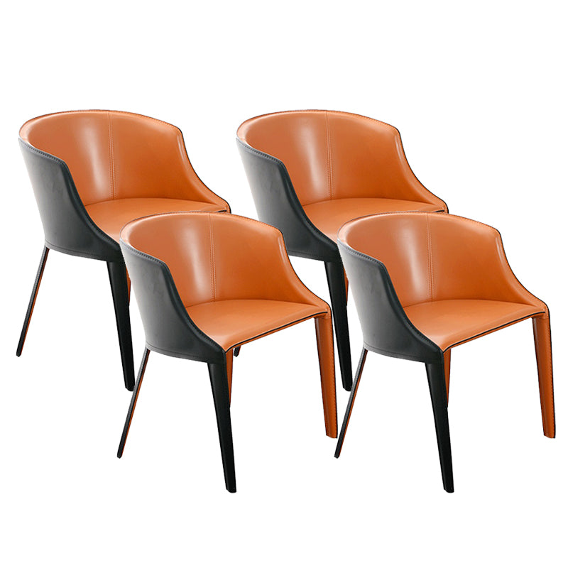 Faux Leather Kitchen Dining Chair Arm Chair in Orange and Black
