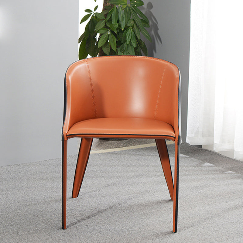 Faux Leather Kitchen Dining Chair Arm Chair in Orange and Black
