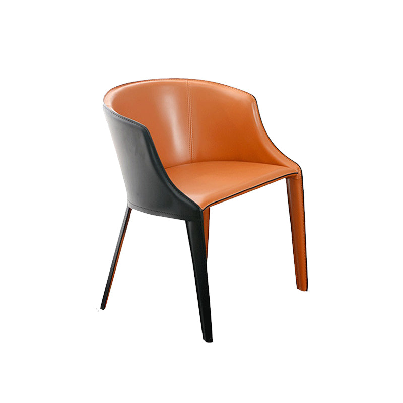 Faux Leather Kitchen Dining Chair Arm Chair in Orange and Black