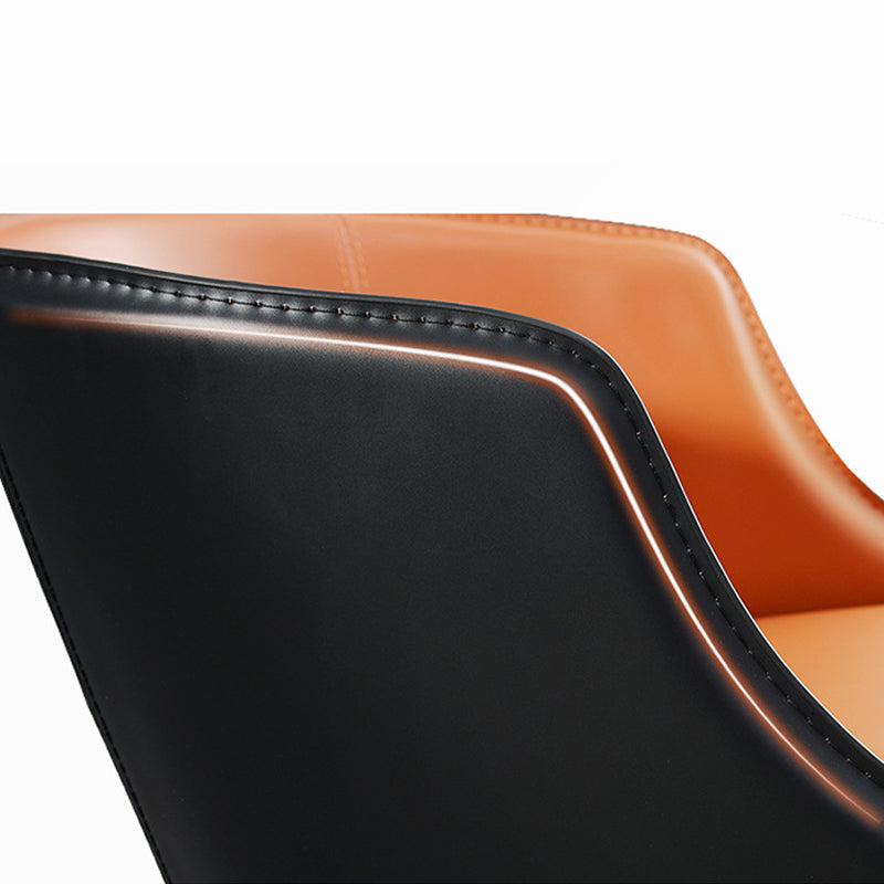 Faux Leather Kitchen Dining Chair Arm Chair in Orange and Black