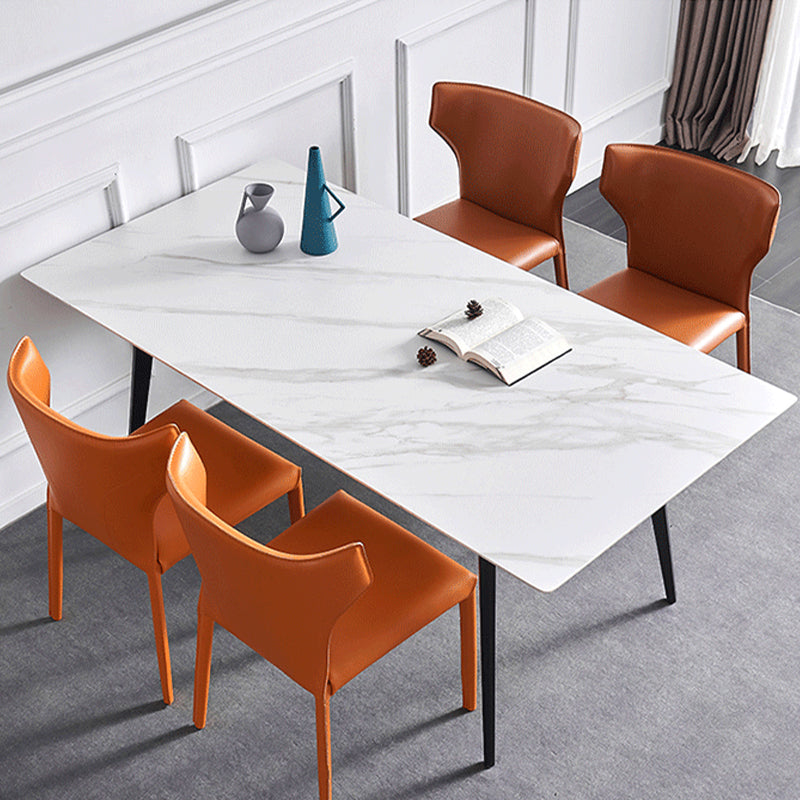 Contemporary Style Chair Armless Side Chairs with Metal Legs for Kitchen