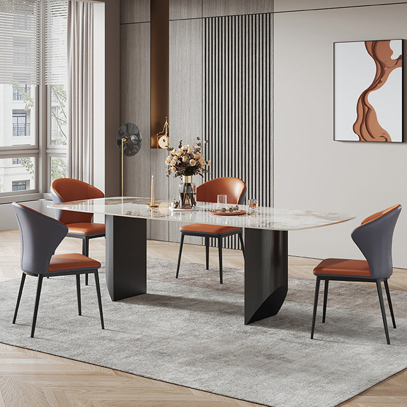 Contemporary Style Windsor Back Chair Armless Side Chairs with Metal Legs for Kitchen