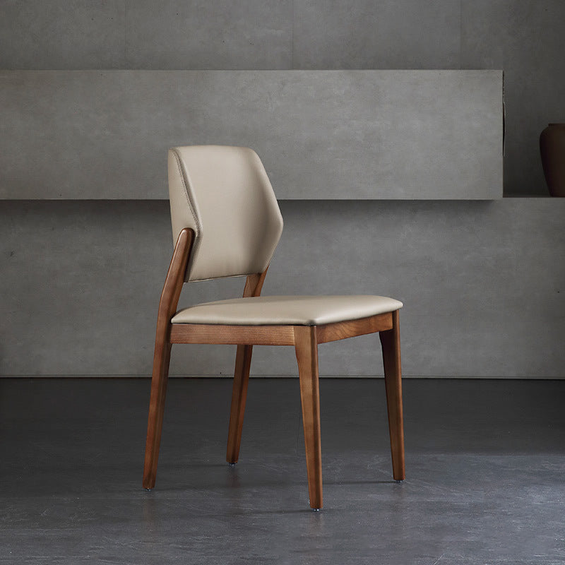 Contemporary Style Open Back Chairs Armless Side Chairs with Wood Legs for Kitchen