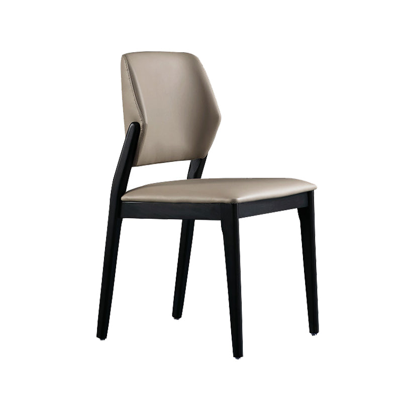 Contemporary Style Open Back Chairs Armless Side Chairs with Wood Legs for Kitchen