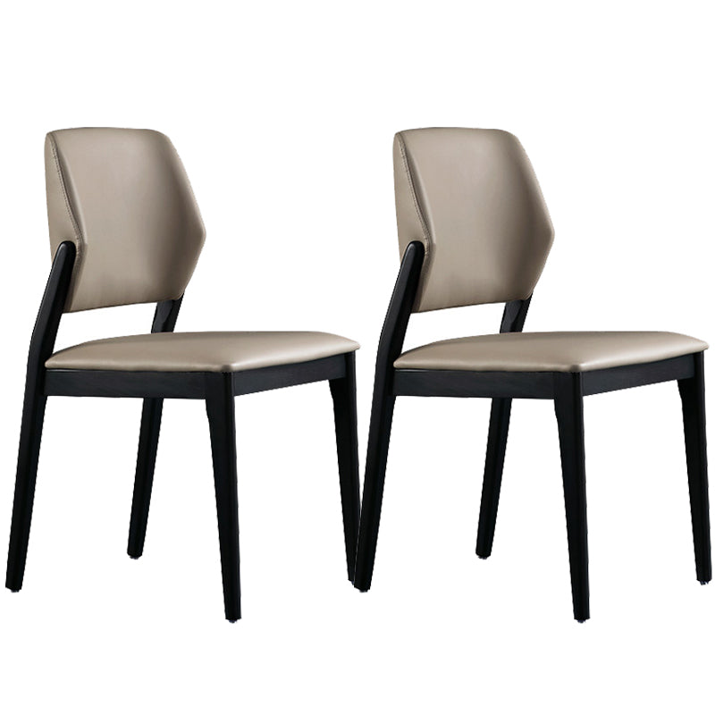 Contemporary Style Open Back Chairs Armless Side Chairs with Wood Legs for Kitchen