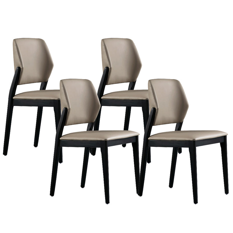 Contemporary Style Open Back Chairs Armless Side Chairs with Wood Legs for Kitchen