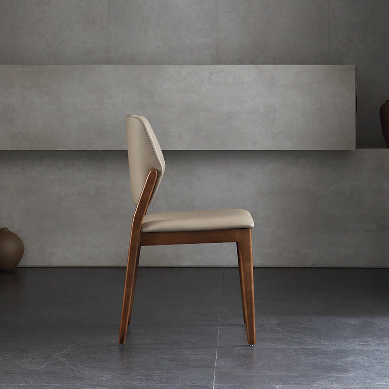 Contemporary Style Open Back Chairs Armless Side Chairs with Wood Legs for Kitchen