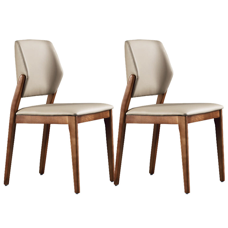 Contemporary Style Open Back Chairs Armless Side Chairs with Wood Legs for Kitchen
