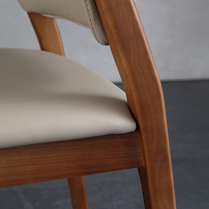 Contemporary Style Open Back Chairs Armless Side Chairs with Wood Legs for Kitchen