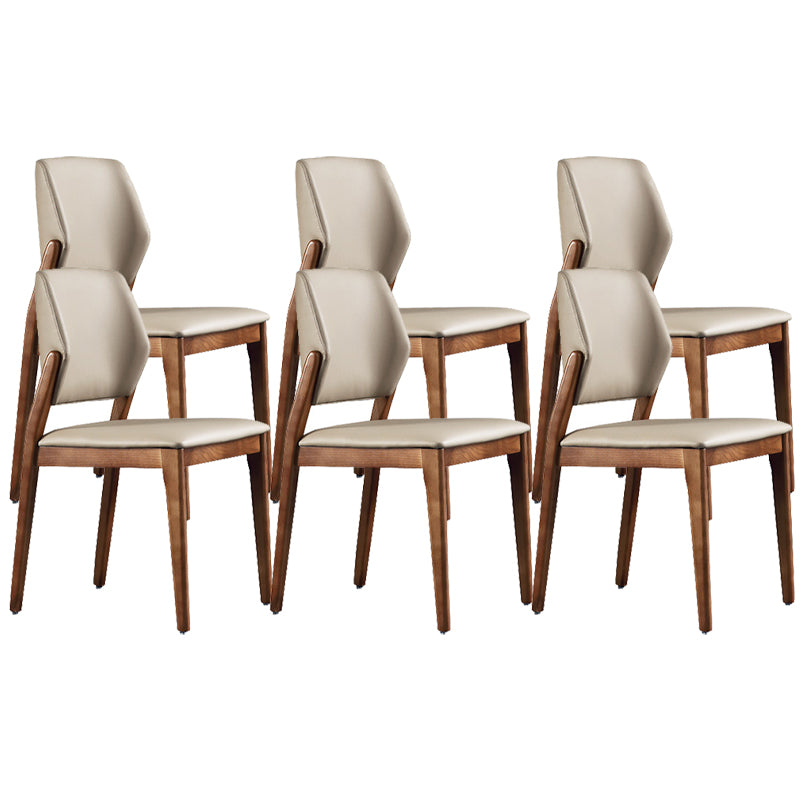 Contemporary Style Open Back Chairs Armless Side Chairs with Wood Legs for Kitchen