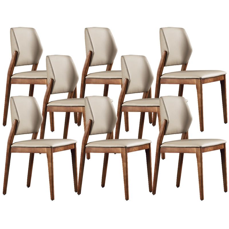 Contemporary Style Open Back Chairs Armless Side Chairs with Wood Legs for Kitchen
