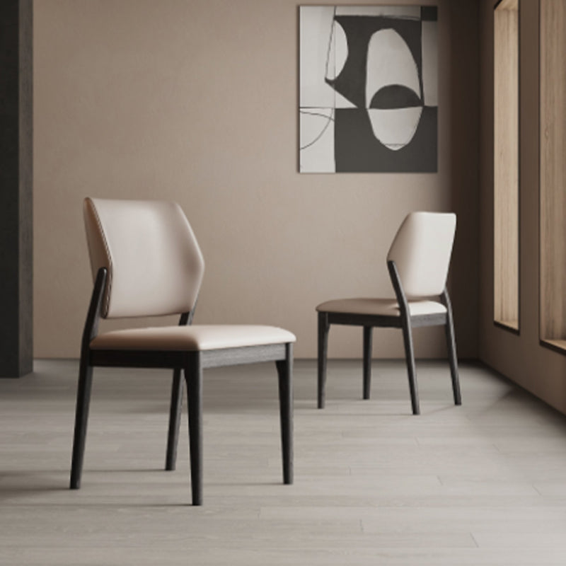 Contemporary Style Open Back Chairs Armless Side Chairs with Wood Legs for Kitchen