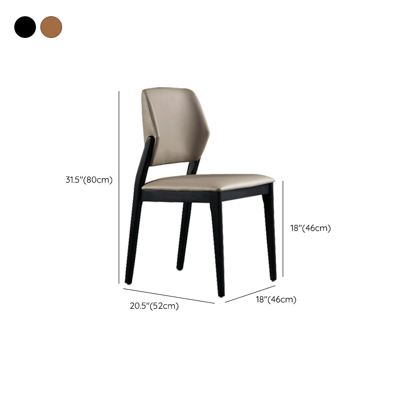 Contemporary Style Open Back Chairs Armless Side Chairs with Wood Legs for Kitchen