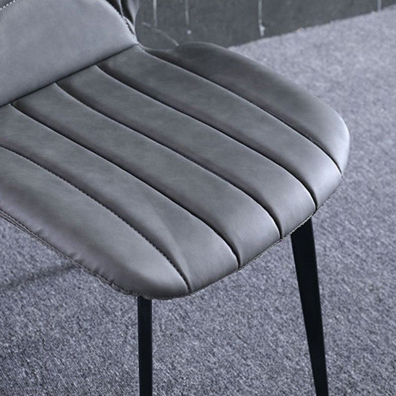 Faux Leather Kitchen Dining Chair Metal Base Armless Chair in Grey