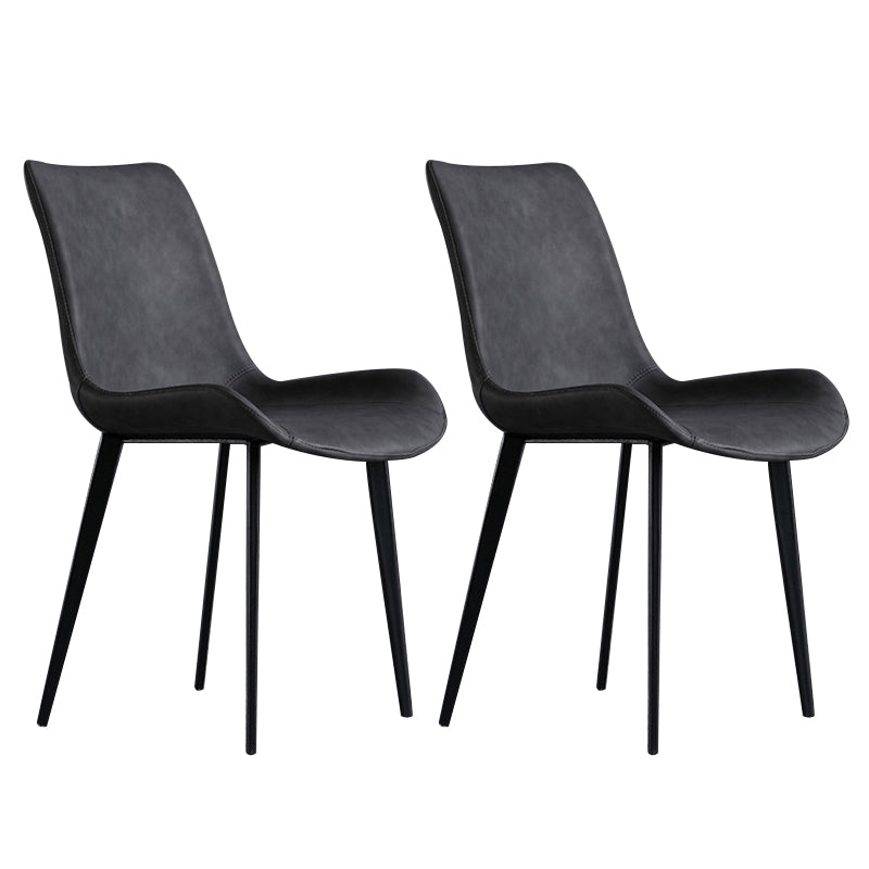 Kitchen Dining Armless Chair Faux Leather Dining Chair in Grey