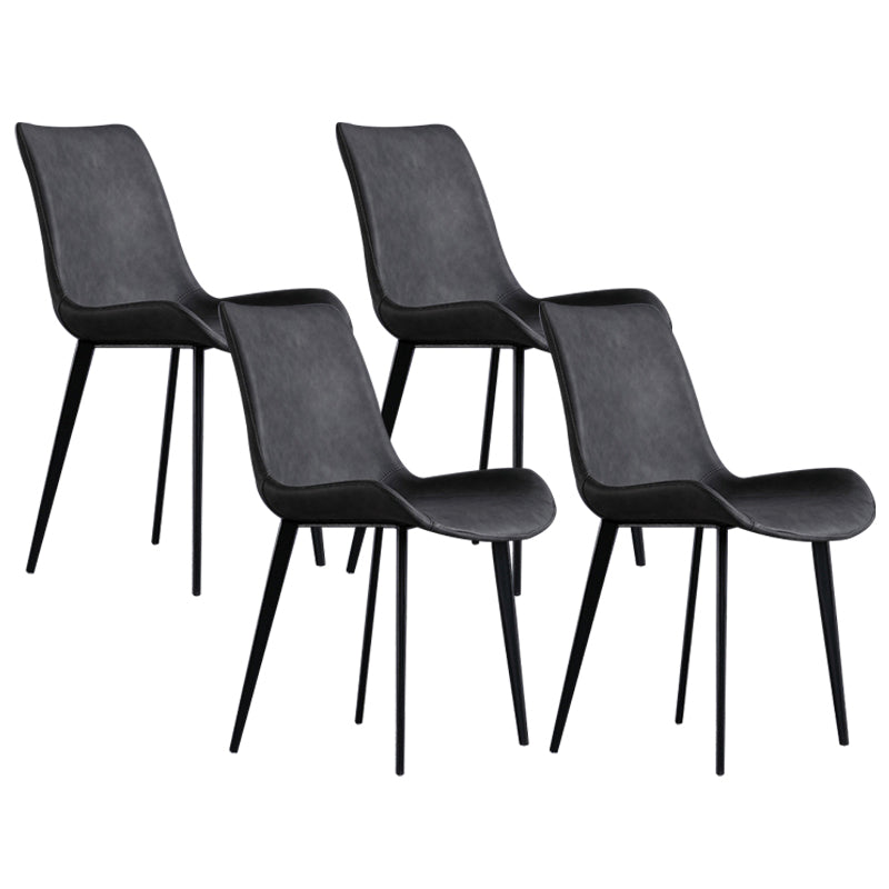 Kitchen Dining Armless Chair Faux Leather Dining Chair in Grey