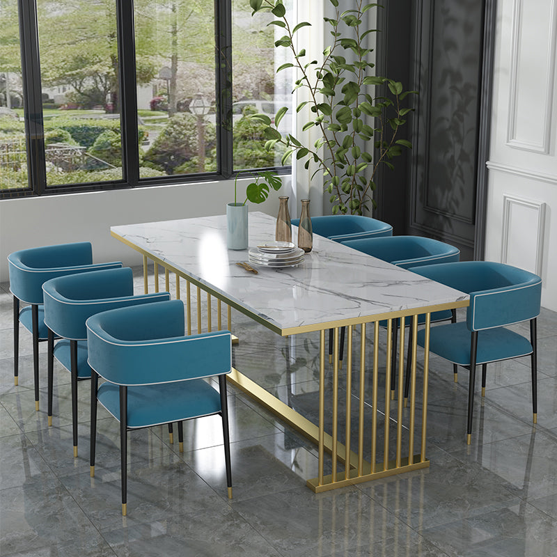 Industrial Upholstered Velvet Arm Chair Open Back Dining Chair for Home