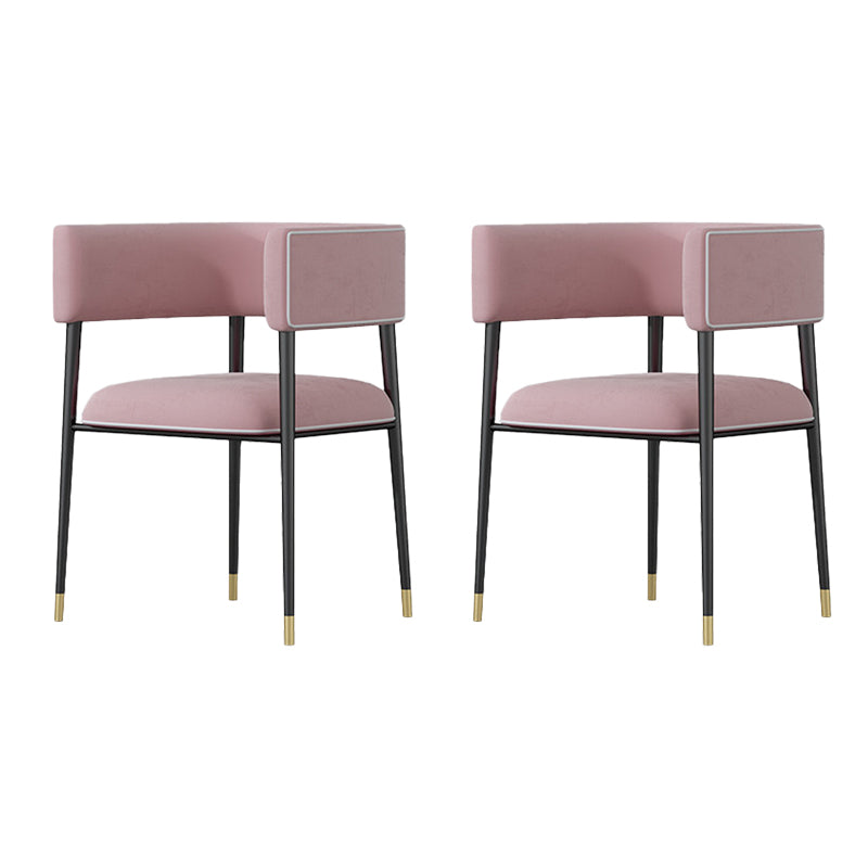 Industrial Upholstered Velvet Arm Chair Open Back Dining Chair for Home