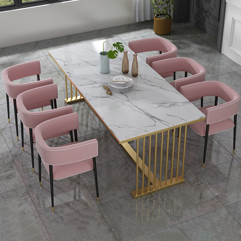 Industrial Upholstered Velvet Arm Chair Open Back Dining Chair for Home