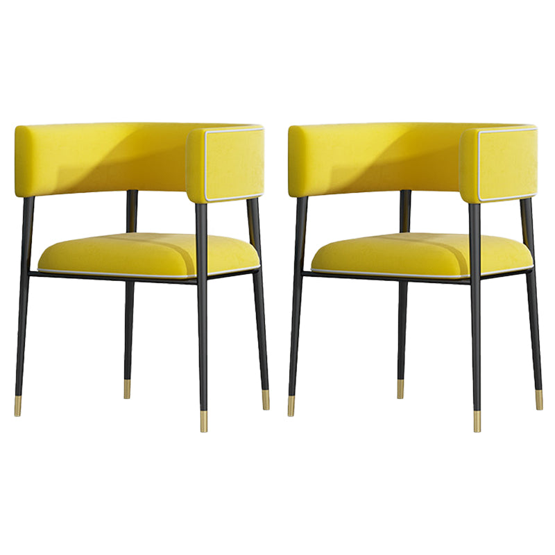 Industrial Upholstered Velvet Arm Chair Open Back Dining Chair for Home