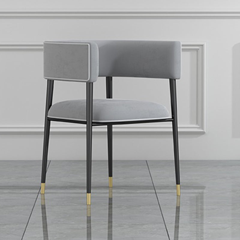 Industrial Upholstered Velvet Arm Chair Open Back Dining Chair for Home