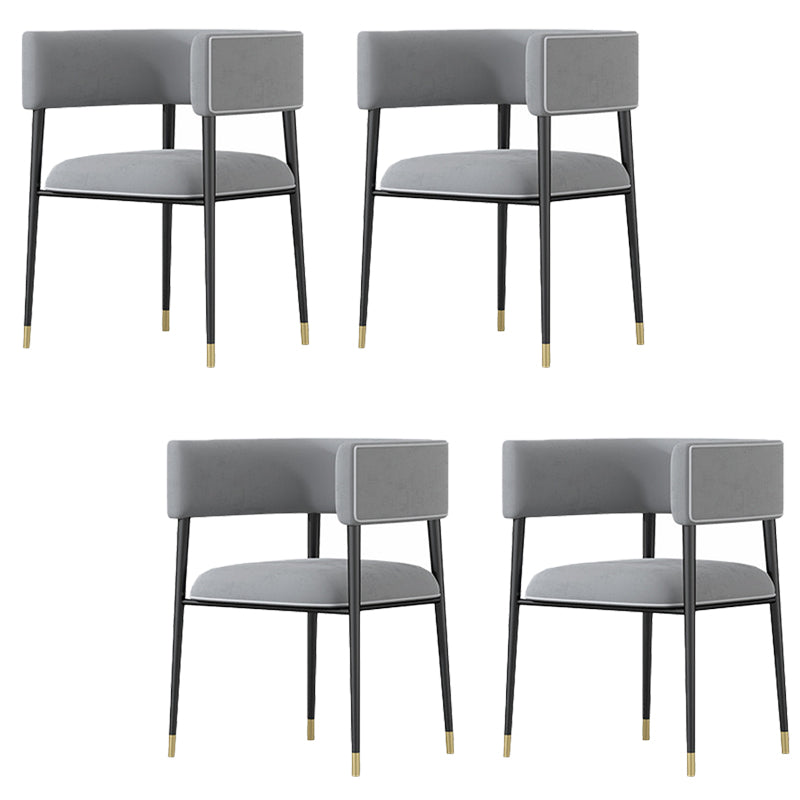 Industrial Upholstered Velvet Arm Chair Open Back Dining Chair for Home