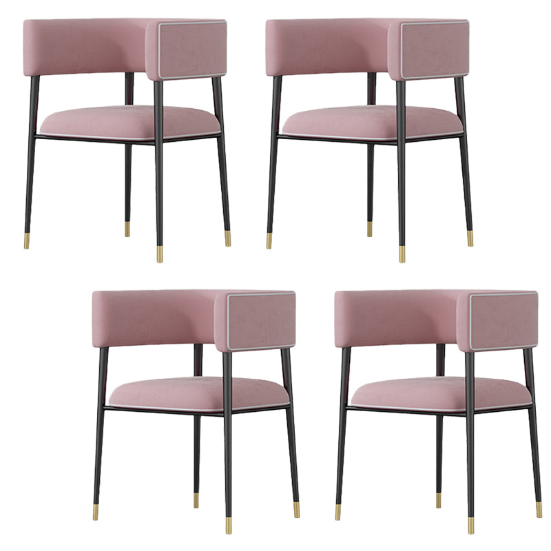 Industrial Upholstered Velvet Arm Chair Open Back Dining Chair for Home