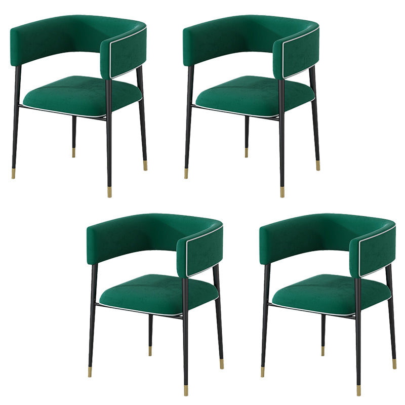 Industrial Upholstered Velvet Arm Chair Open Back Dining Chair for Home