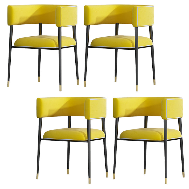 Industrial Upholstered Velvet Arm Chair Open Back Dining Chair for Home