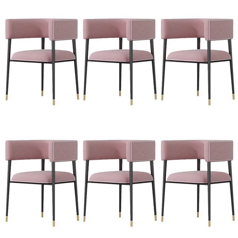 Industrial Upholstered Velvet Arm Chair Open Back Dining Chair for Home