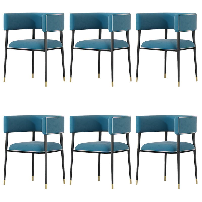 Industrial Upholstered Velvet Arm Chair Open Back Dining Chair for Home