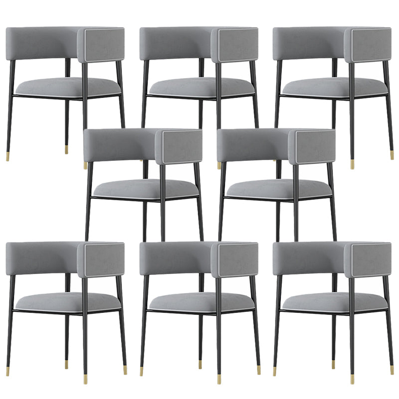 Industrial Upholstered Velvet Arm Chair Open Back Dining Chair for Home