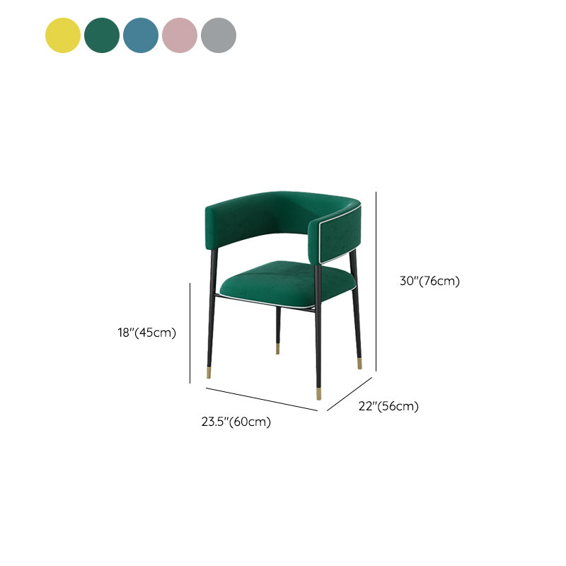 Industrial Upholstered Velvet Arm Chair Open Back Dining Chair for Home
