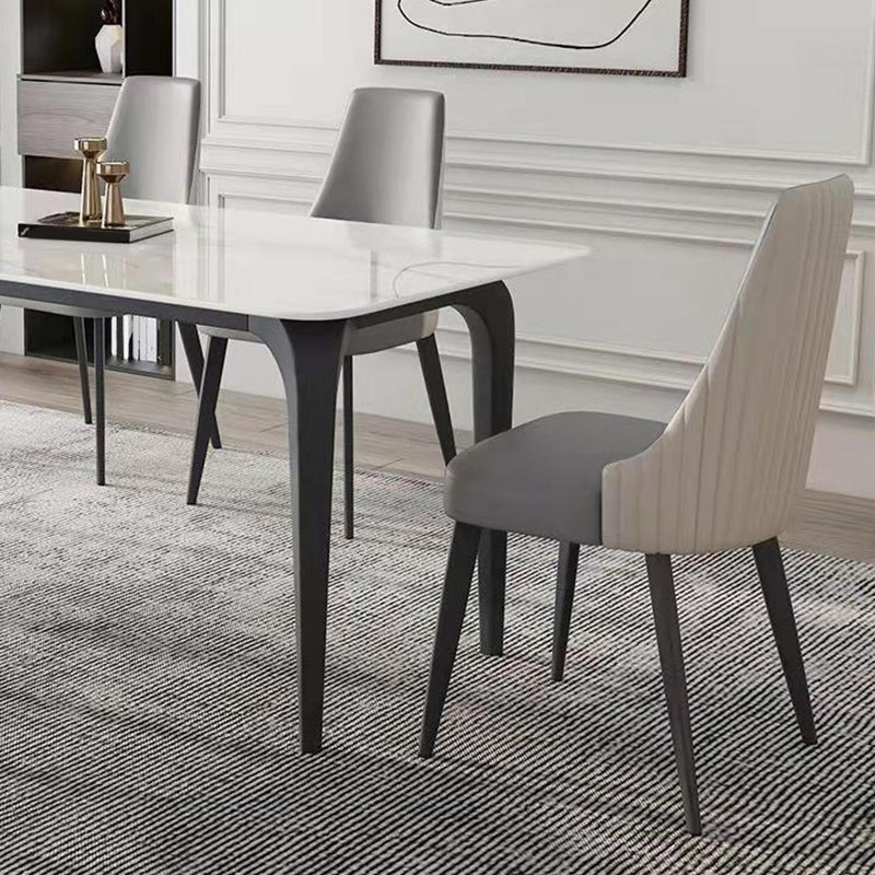 Contemporary Upholstered Dining Chair Faux Leather Kitchen Dining Chair