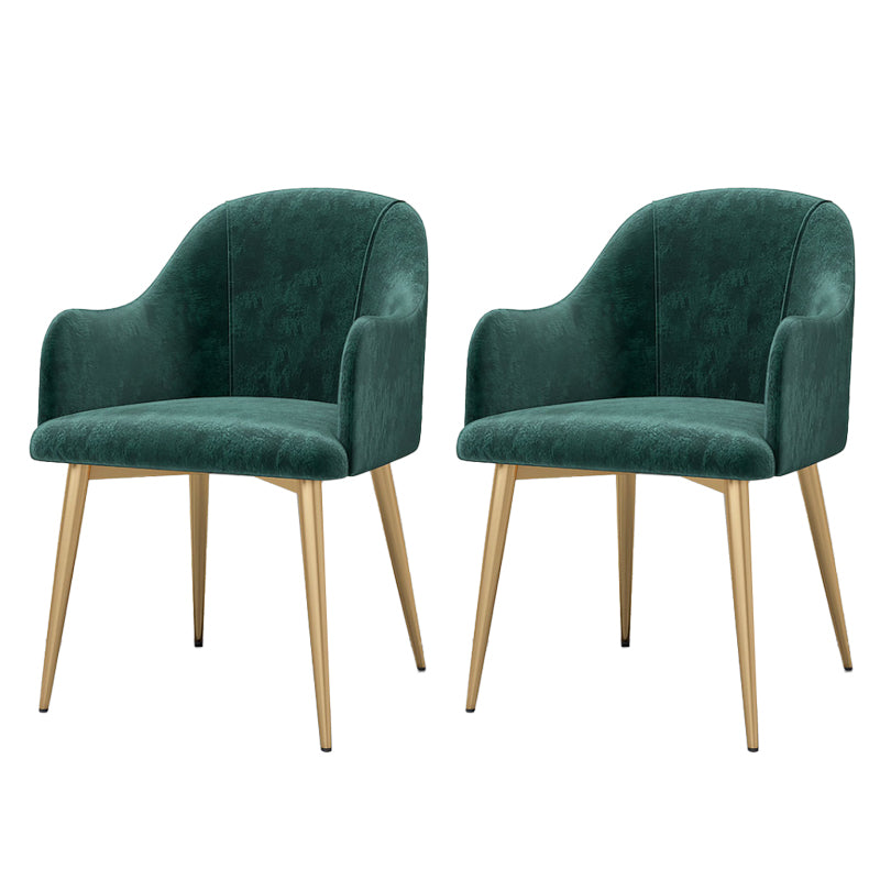 Parsons Upholstered Arm Chair Glam Gold Metal Legs Dining Chair