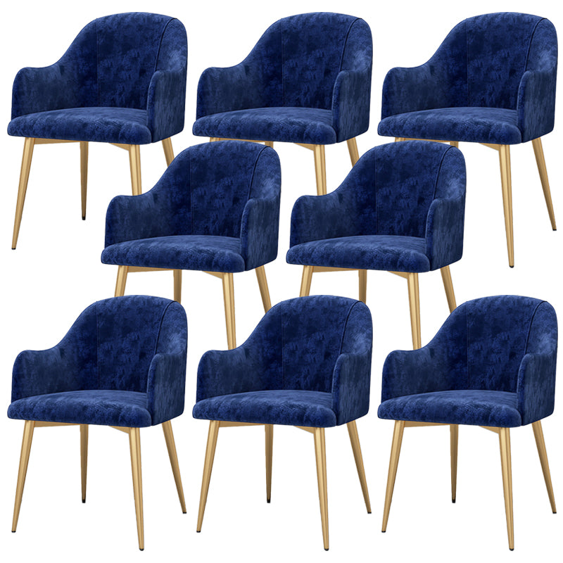 Parsons Upholstered Arm Chair Glam Gold Metal Legs Dining Chair