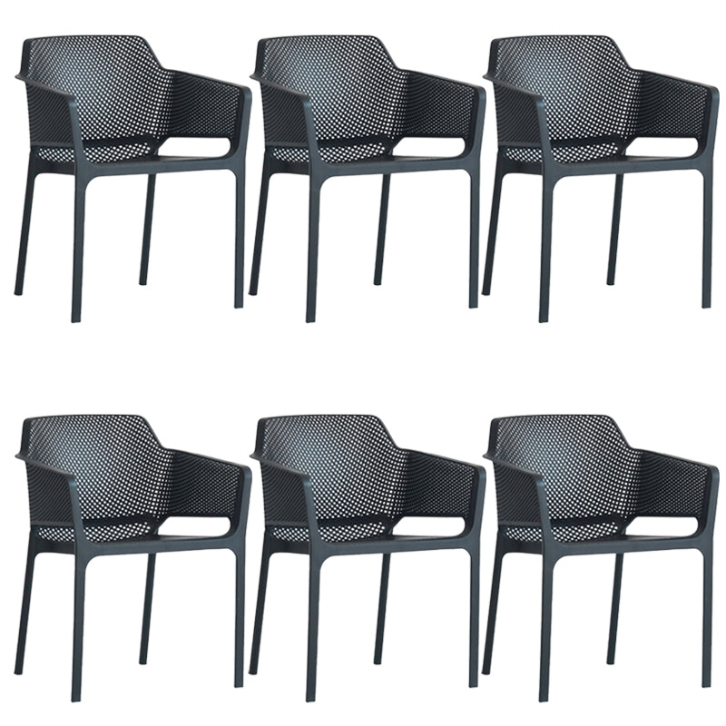 Plastic Stacking Dining Armchair Glam Indoor-Outdoor Dining Room Chair