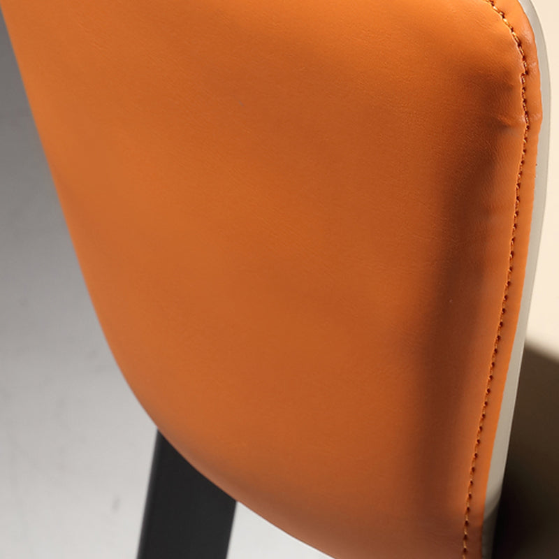 Upholstered Faux Leather Armchair Indoor Industrial Dining Chair with Metal Legs