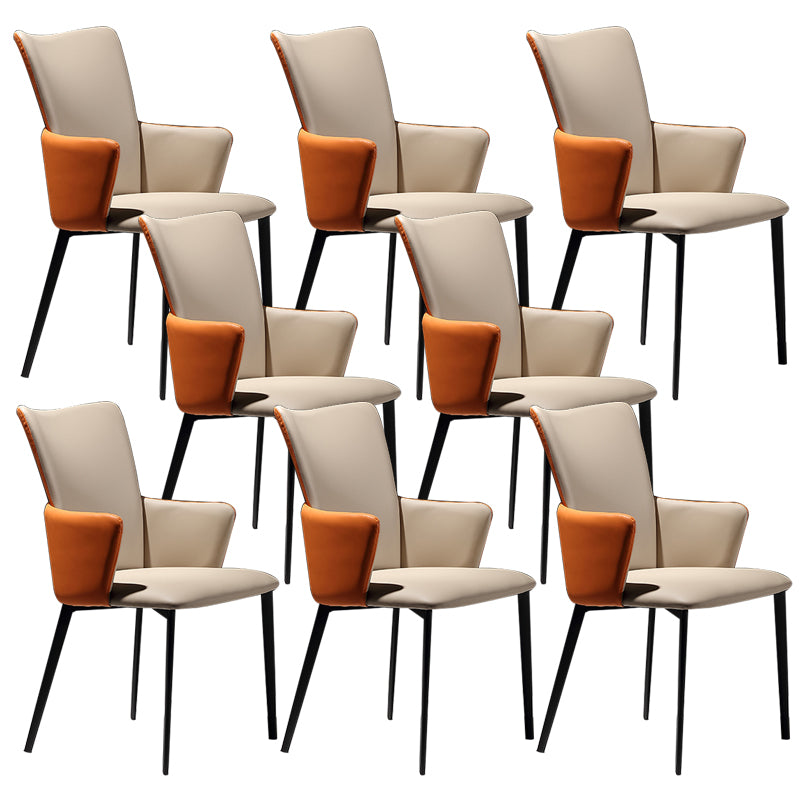 Upholstered Faux Leather Armchair Indoor Industrial Dining Chair with Metal Legs