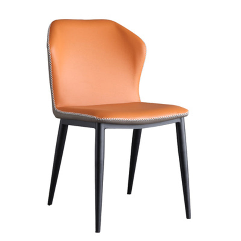 Industrial Upholstered Faux Leather Chair Wingback Side Chair with Metal Legs