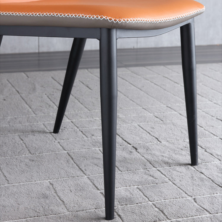 Industrial Upholstered Faux Leather Chair Wingback Side Chair with Metal Legs